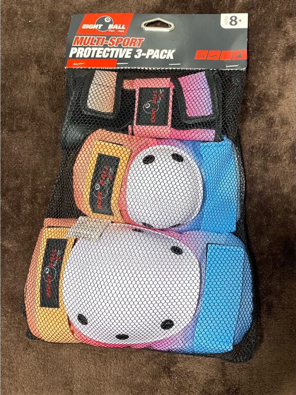 Eight Ball Multi-Sport Protective 3-Pack - Pastel Rainbow